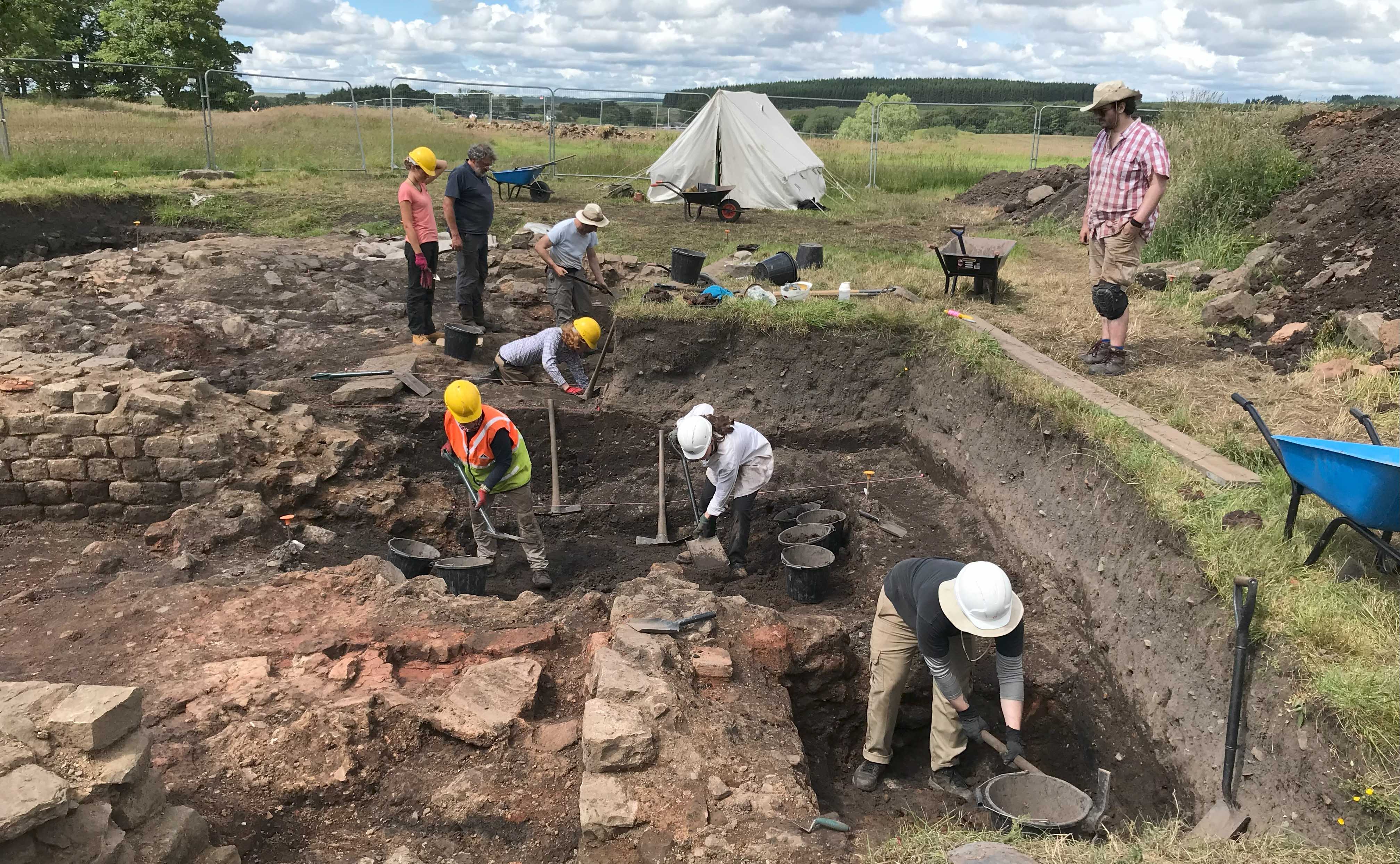 Archaeologists excavating the site at Birdoswald